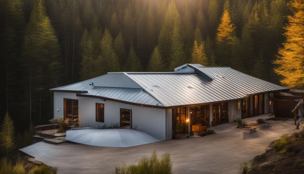 A photo showcasing Galvalume® and galvanized metal roofing sheets in a natural outdoor setting.