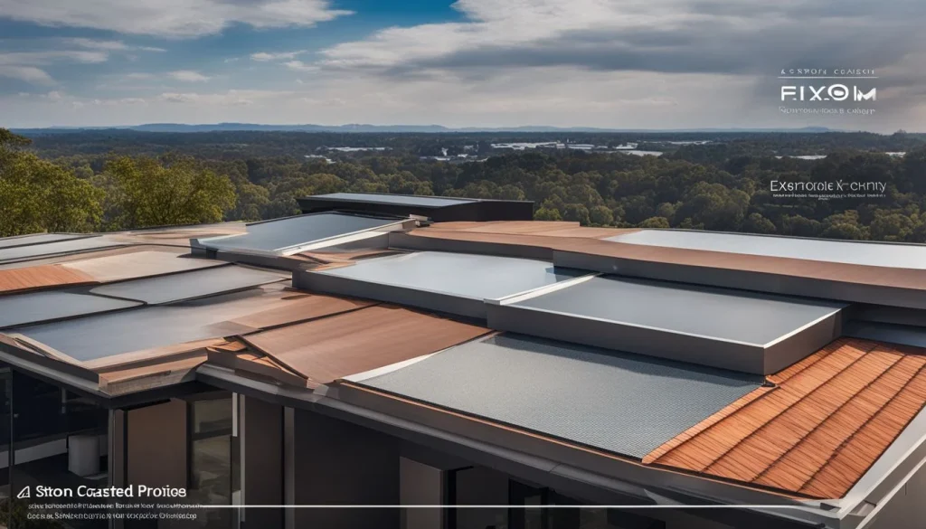 A comparison chart of stone coated steel roofing prices displayed on a modern rooftop.