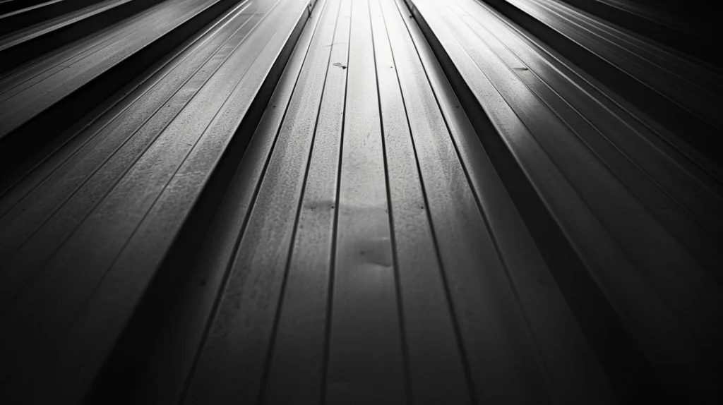 A close-up photo of a galvanized standing seam metal roof, showcasing its sleek design and durable texture.